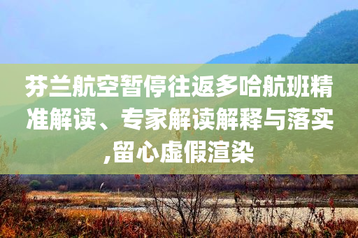 芬蘭航空暫停往返多哈航班精準(zhǔn)解讀、專家解讀解釋與落實,留心虛假渲染