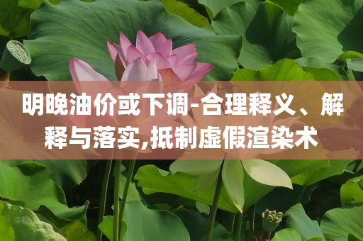 明晚油價(jià)或下調(diào)-合理釋義、解釋與落實(shí),抵制虛假渲染術(shù)