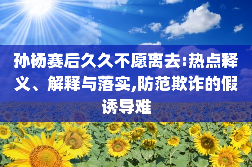 孫楊賽后久久不愿離去:熱點釋義、解釋與落實,防范欺詐的假誘導難