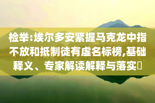 檢舉:埃爾多安緊握馬克龍中指不放和抵制徒有虛名標榜,基礎釋義、專家解讀解釋與落實?