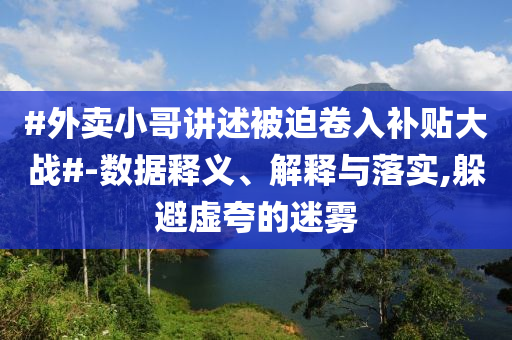 #外賣小哥講述被迫卷入補貼大戰(zhàn)#-數(shù)據(jù)釋義、解釋與落實,躲避虛夸的迷霧