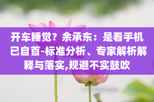 開車睡覺？余承東：是看手機(jī) 已自首-標(biāo)準(zhǔn)分析、專家解析解釋與落實(shí),規(guī)避不實(shí)鼓吹