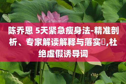 陳喬恩 5天緊急瘦身法-精準(zhǔn)剖析、專家解讀解釋與落實(shí)?,杜絕虛假誘導(dǎo)詞
