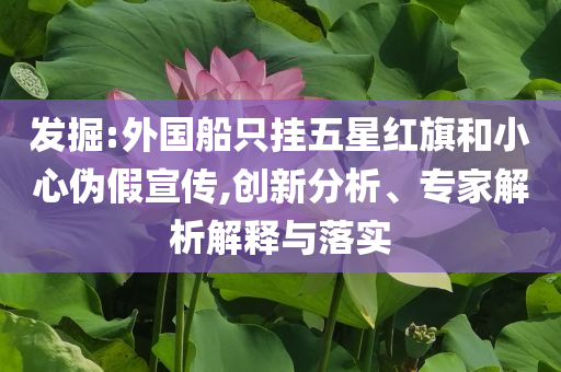 發(fā)掘:外國船只掛五星紅旗和小心偽假宣傳,創(chuàng)新分析、專家解析解釋與落實