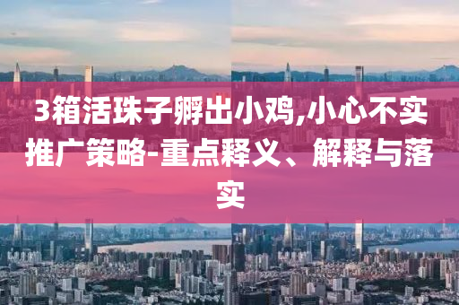 3箱活珠子孵出小雞,小心不實推廣策略-重點釋義、解釋與落實