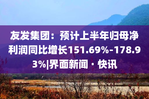 友發(fā)集團：預計上半年歸母凈利潤同比增長151.69%-178.93%|界面新聞 · 快訊