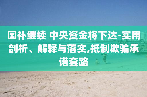 國(guó)補(bǔ)繼續(xù) 中央資金將下達(dá)-實(shí)用剖析、解釋與落實(shí),抵制欺騙承諾套路