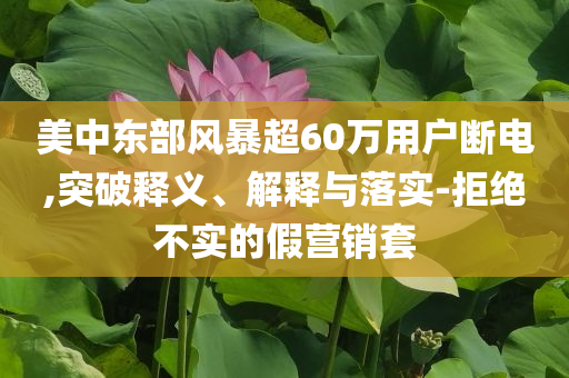 美中東部風(fēng)暴超60萬用戶斷電,突破釋義、解釋與落實(shí)-拒絕不實(shí)的假營銷套
