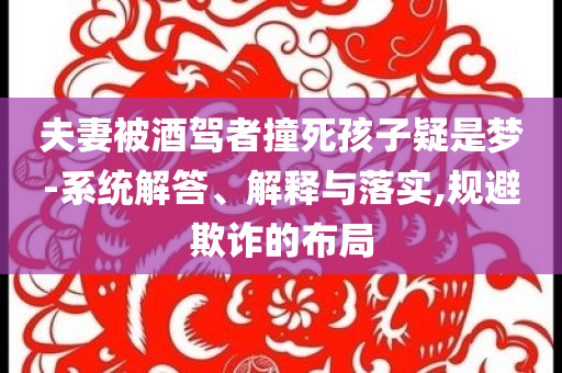 夫妻被酒駕者撞死孩子疑是夢-系統(tǒng)解答、解釋與落實,規(guī)避欺詐的布局