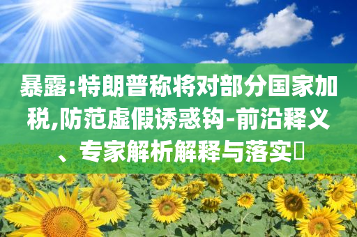 暴露:特朗普稱將對部分國家加稅,防范虛假誘惑鉤-前沿釋義、專家解析解釋與落實?