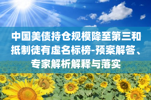 中國美債持倉規(guī)模降至第三和抵制徒有虛名標(biāo)榜-預(yù)案解答、專家解析解釋與落實(shí)