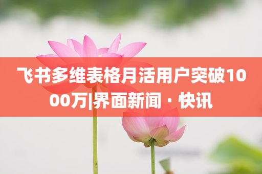 飛書(shū)多維表格月活用戶突破1000萬(wàn)|界面新聞 · 快訊