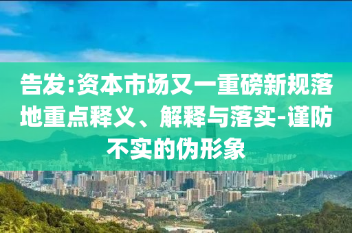 告發(fā):資本市場又一重磅新規(guī)落地重點釋義、解釋與落實-謹防不實的偽形象