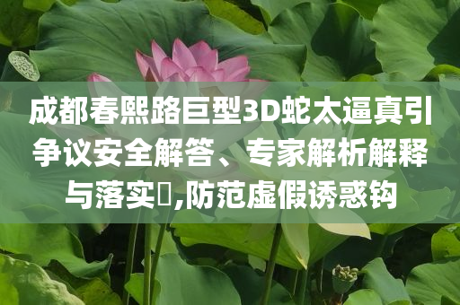 成都春熙路巨型3D蛇太逼真引爭議安全解答、專家解析解釋與落實?,防范虛假誘惑鉤