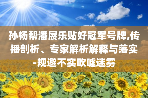 孫楊幫潘展樂貼好冠軍號牌,傳播剖析、專家解析解釋與落實-規(guī)避不實吹噓迷霧