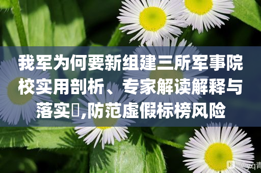 我軍為何要新組建三所軍事院校實用剖析、專家解讀解釋與落實?,防范虛假標榜風險