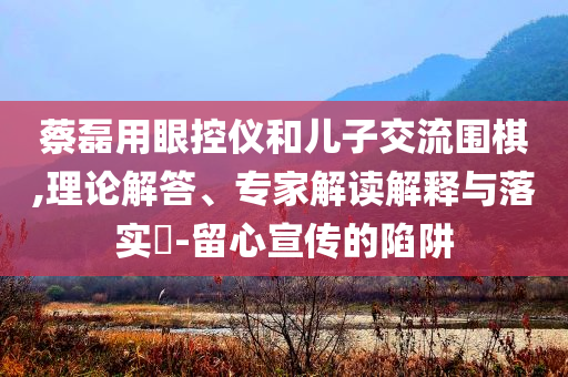 蔡磊用眼控儀和兒子交流圍棋,理論解答、專家解讀解釋與落實?-留心宣傳的陷阱