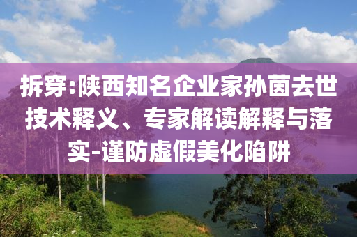 拆穿:陜西知名企業(yè)家孫茵去世技術(shù)釋義、專家解讀解釋與落實(shí)-謹(jǐn)防虛假美化陷阱