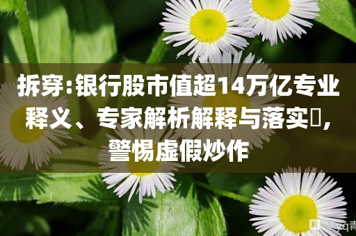 拆穿:銀行股市值超14萬億專業(yè)釋義、專家解析解釋與落實?,警惕虛假炒作