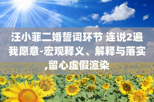 汪小菲二婚誓詞環(huán)節(jié) 連說2遍我愿意-宏觀釋義、解釋與落實(shí),留心虛假渲染