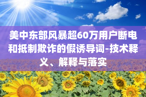 美中東部風暴超60萬用戶斷電和抵制欺詐的假誘導詞-技術釋義、解釋與落實