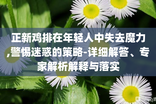 正新雞排在年輕人中失去魔力,警惕迷惑的策略-詳細(xì)解答、專家解析解釋與落實(shí)