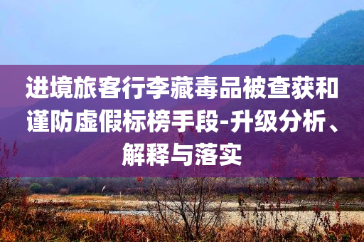 進境旅客行李藏毒品被查獲和謹防虛假標榜手段-升級分析、解釋與落實